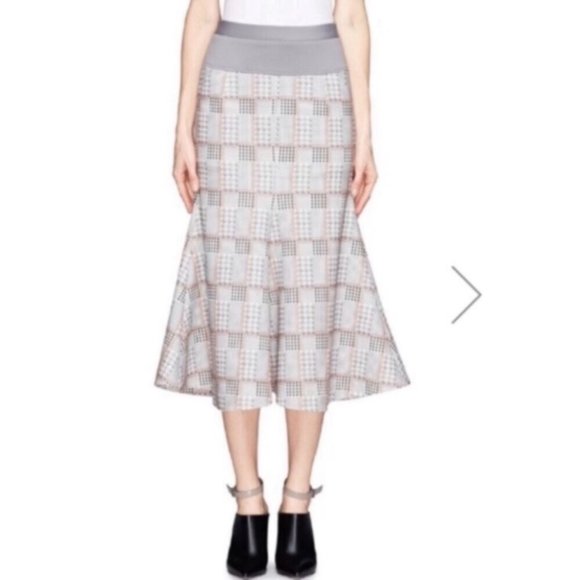 🐇HELEN LEE🐇RABBIT HOUNDSTOOTH LONG TRUMPET SKIRT - Picture 4 of 7